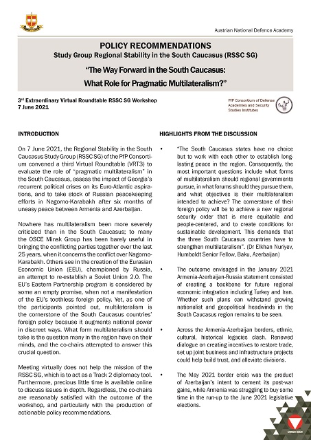The Way Forward in the South Caucasus: What Role for Pragmatic Multilateralism?”